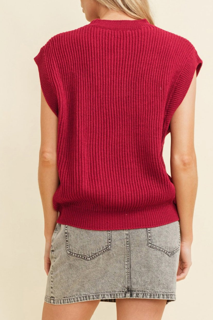 Game Day Sleeveless Sweater Top