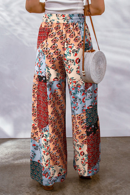 Boho Patchwork Wide Leg Pants