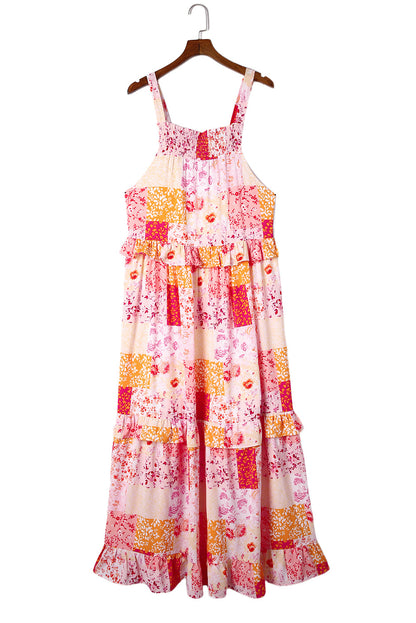 Geometric Floral Sleeveless Maxi Dress