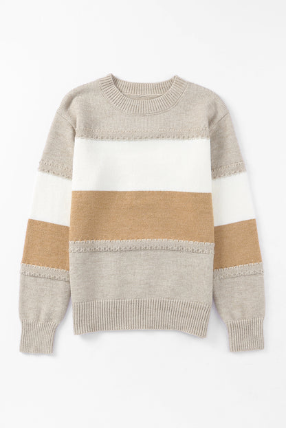 Stripe Mock Neck Pullover Sweater