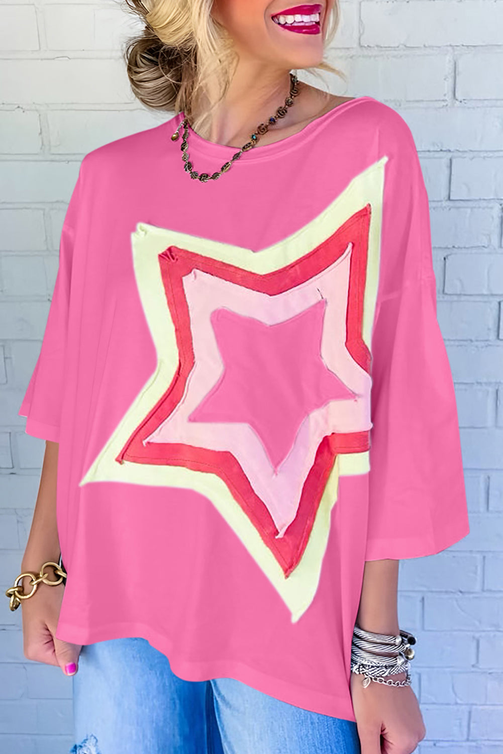 Star Colorblock Oversized Tee