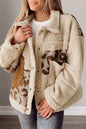 Leopard Sherpa Snap Buttons Jacket