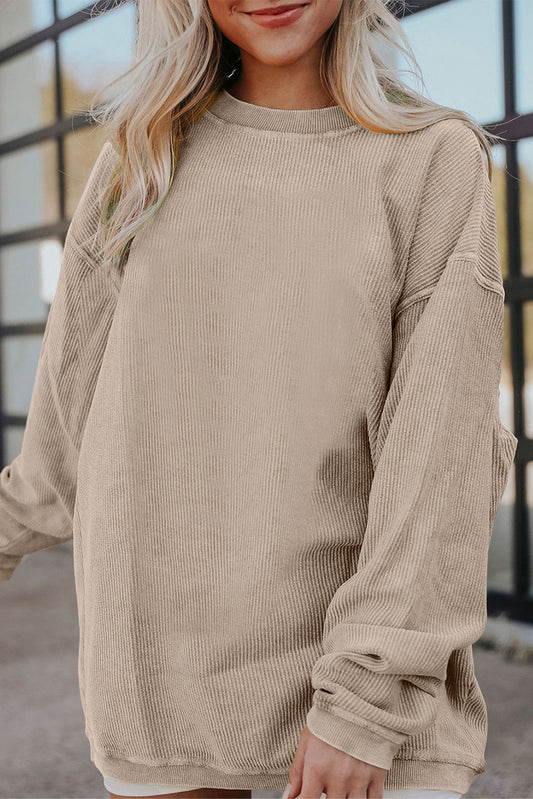 Ribbed Long Sleeve Oversized Sweatshirt