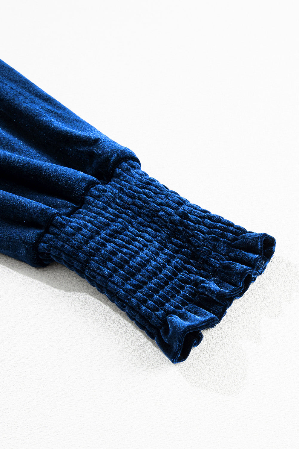 Velvet Mock Neck Puff Sleeve Blouse