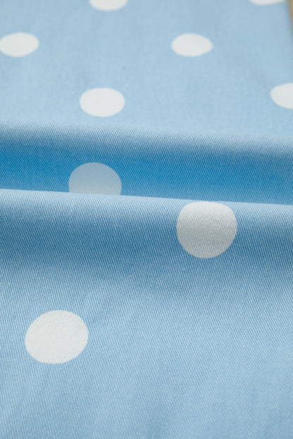 Polka Dot Denim Raw Hem High Waist Jeans