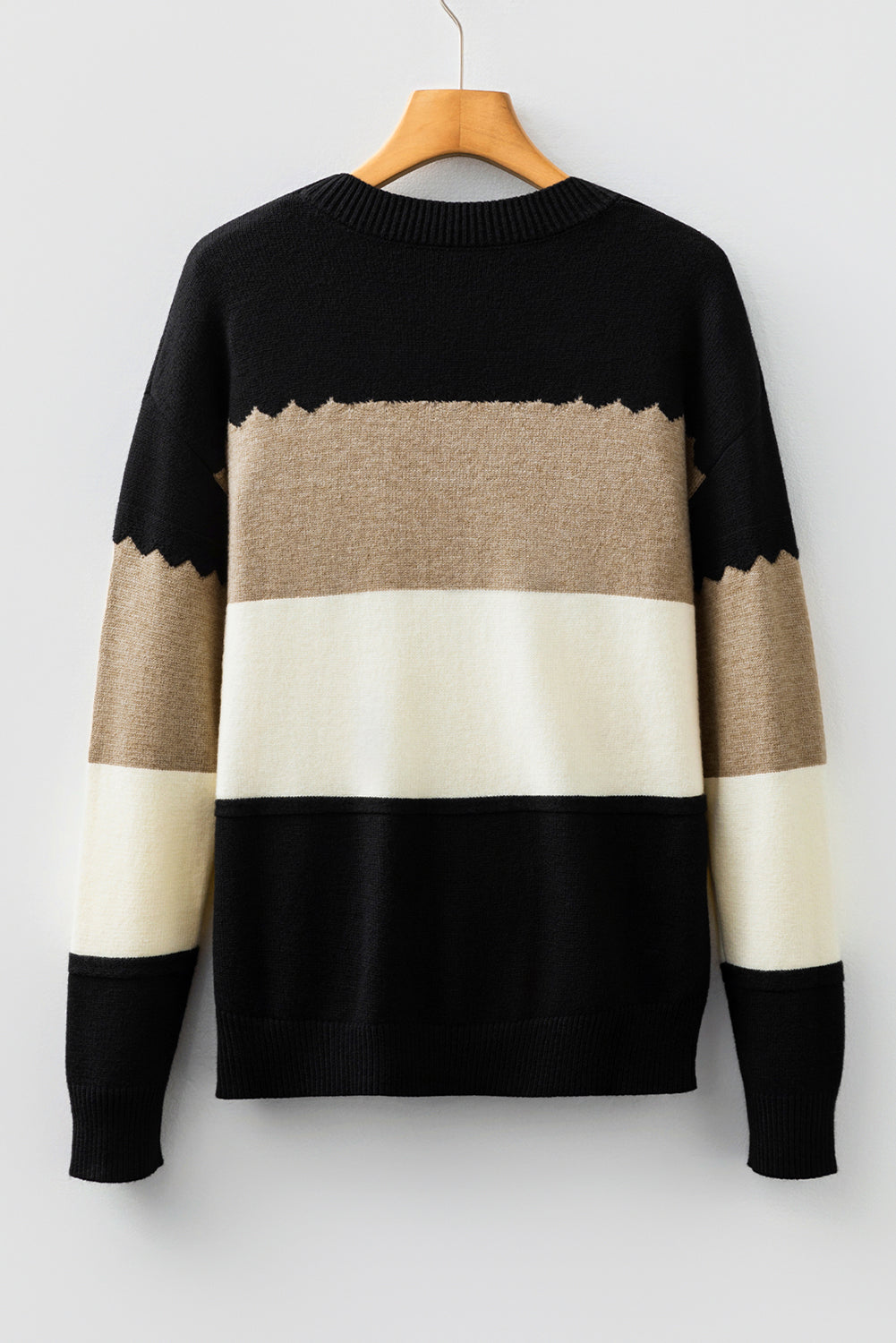Colorblock Crew Neck Drop Shoulder Sweater