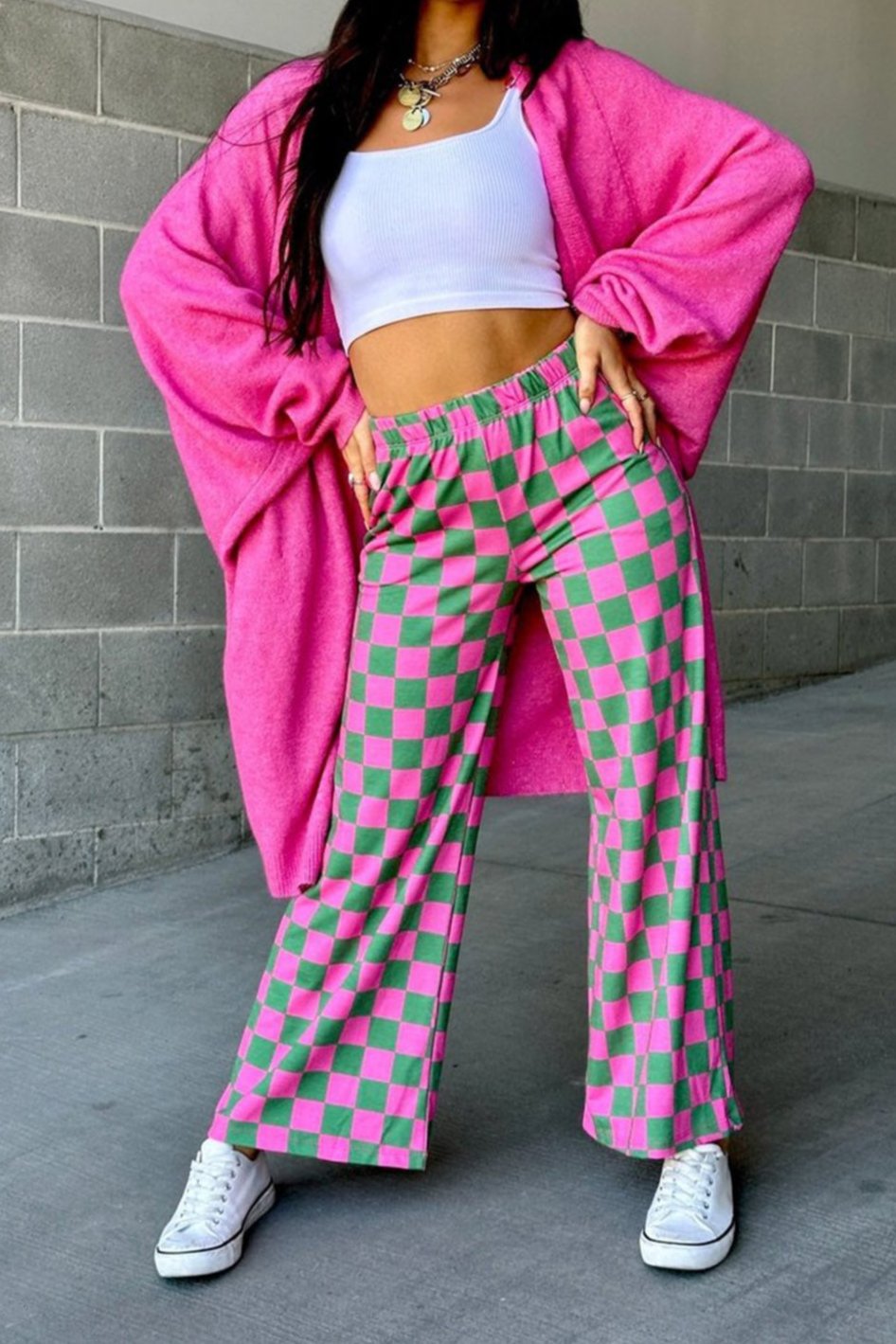 Checker High Waist Pants