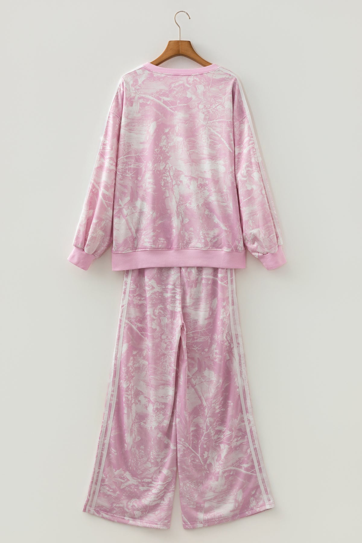 Abstract Camo Side Stripe Top & Loose Pants Set