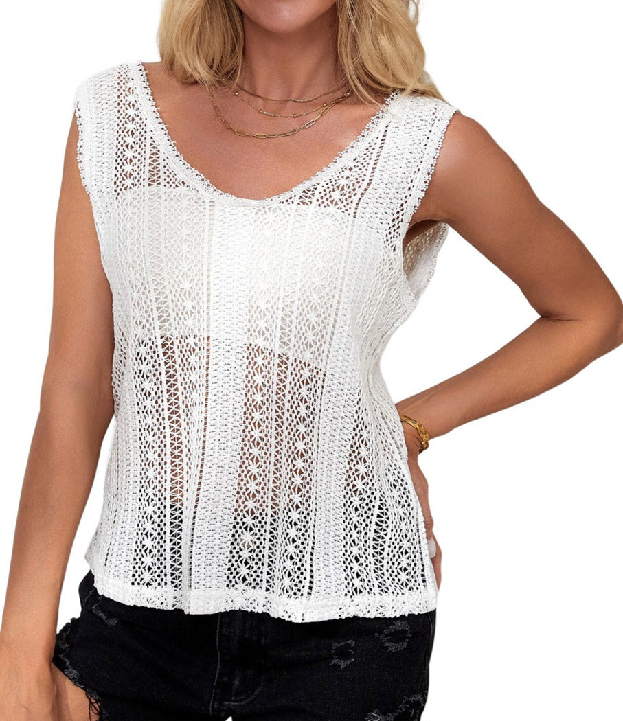 Patterned Crochet Lace Tank