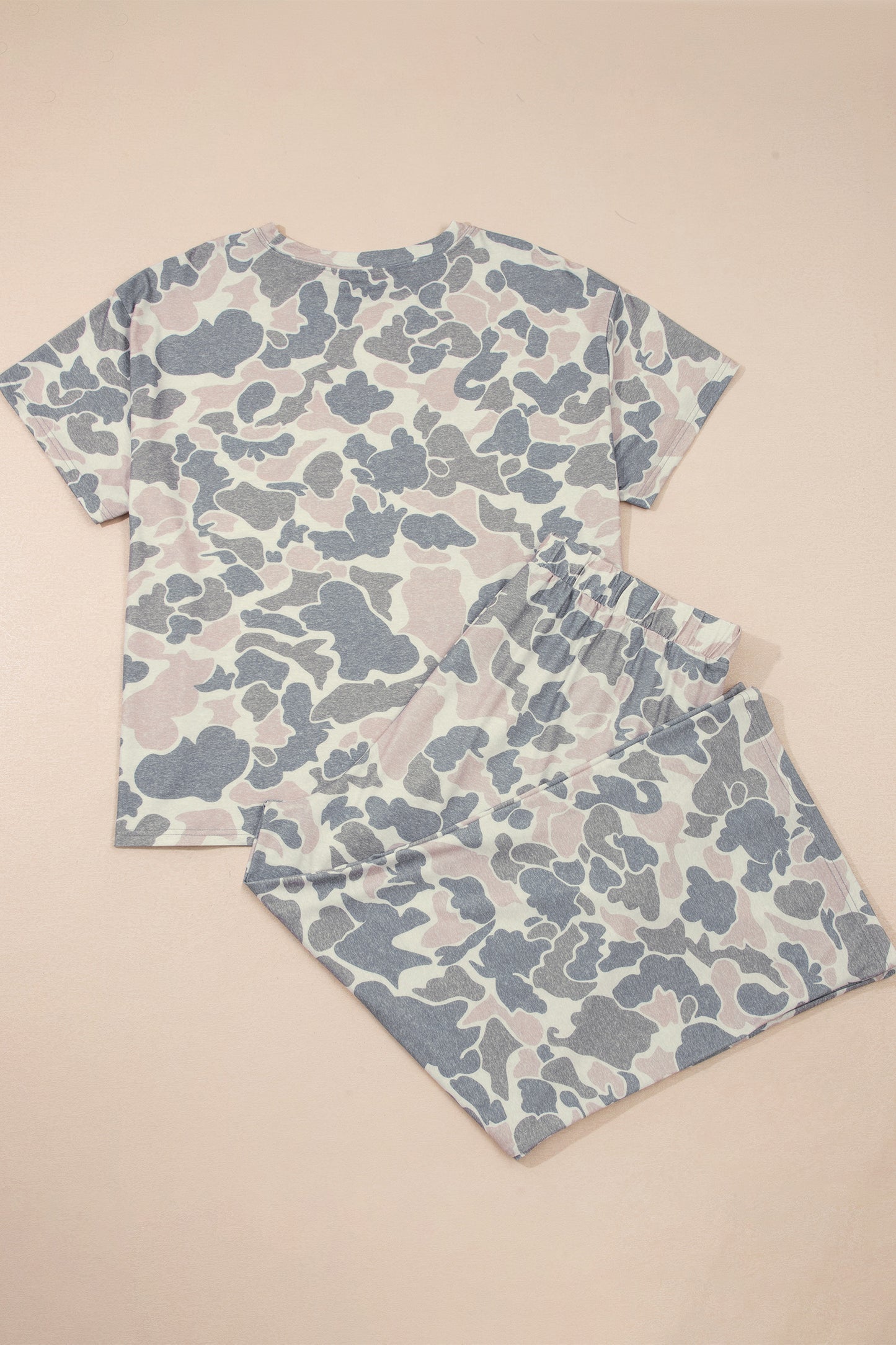 Plus Size Camo Top & Wide Leg Pants Set