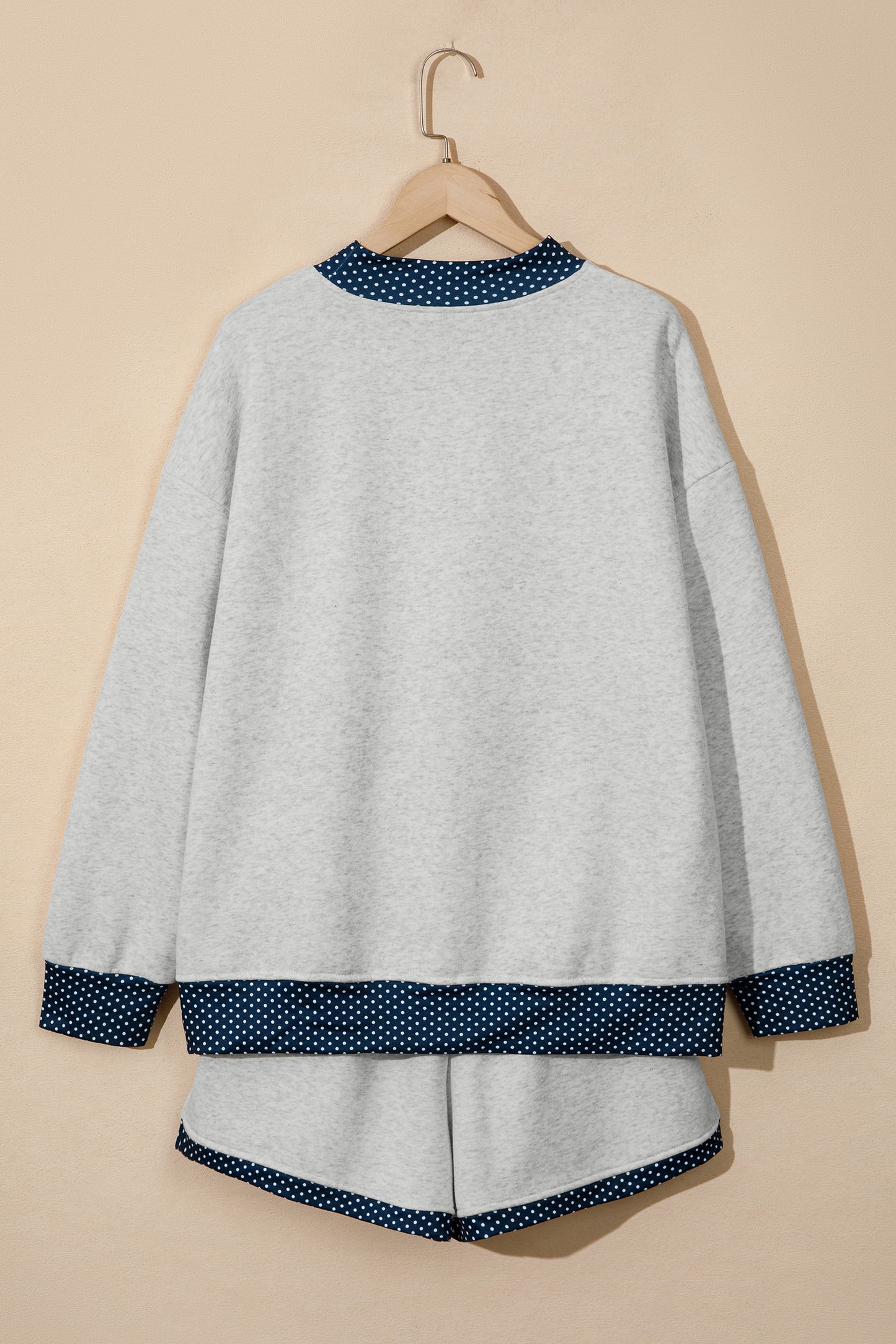 Polka Dot Patchwork Sweatshirt & Shorts Set