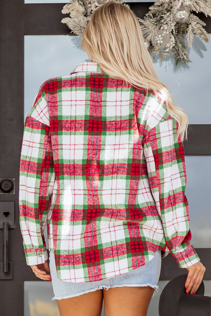 Plaid Flannel Buttoned Christmas Shacket