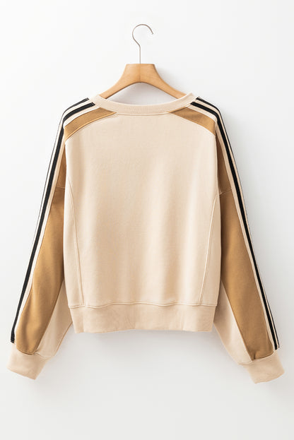 Contrast Stripe Patchwork Sweatshirt