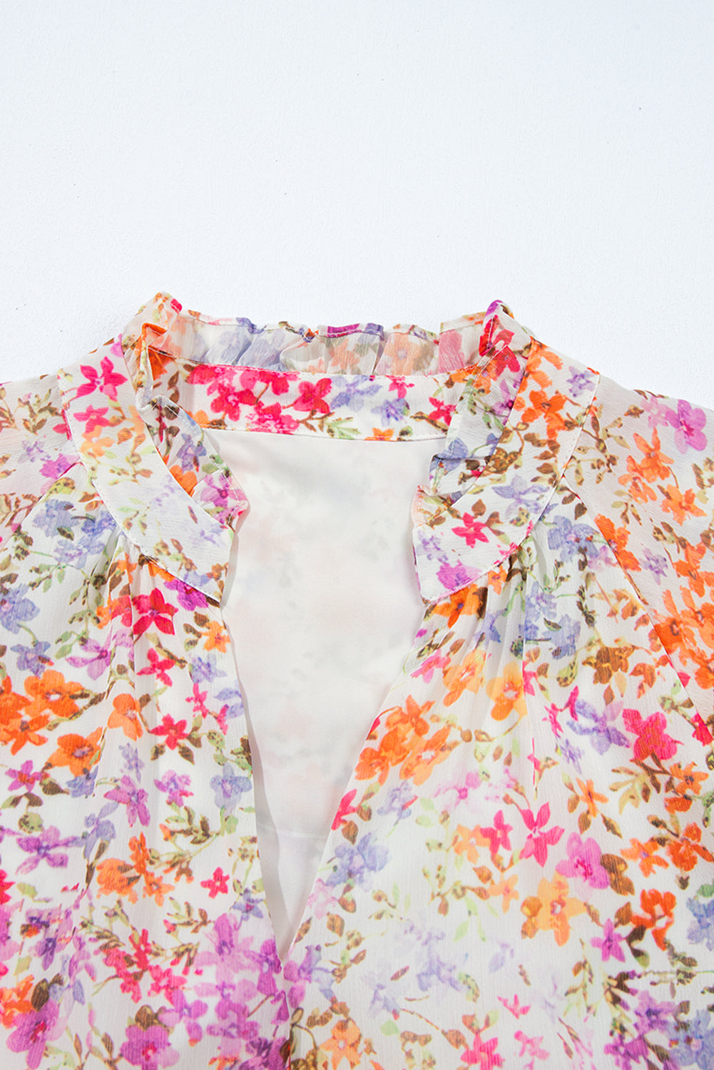 Floral Puff Sleeve V-Neck Tiered Mini Dress