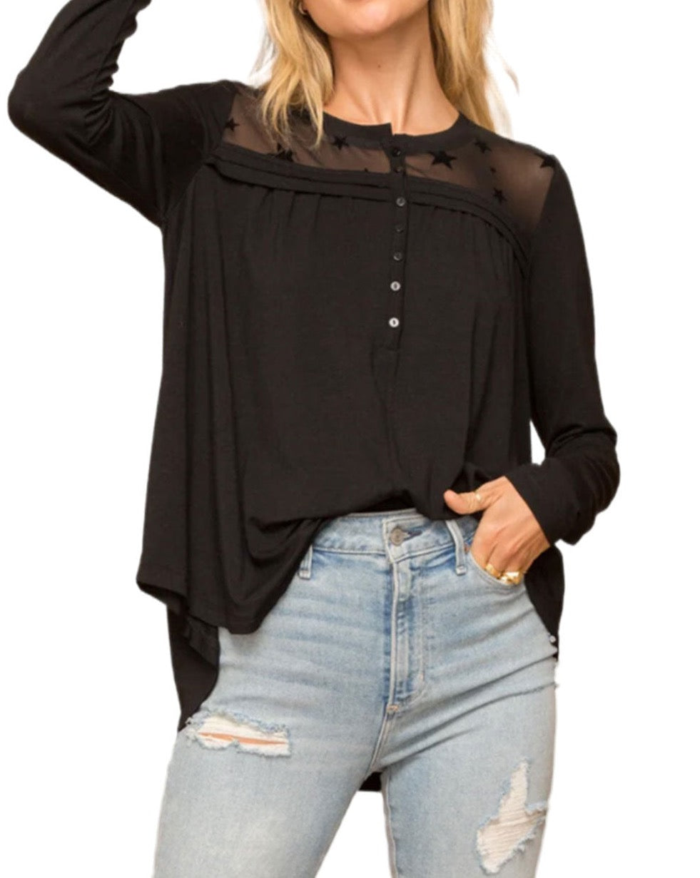 Star Mesh Long Sleeve Blouse