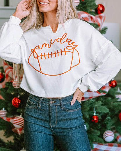 Game Day Notched V-Neck Sweatshirt