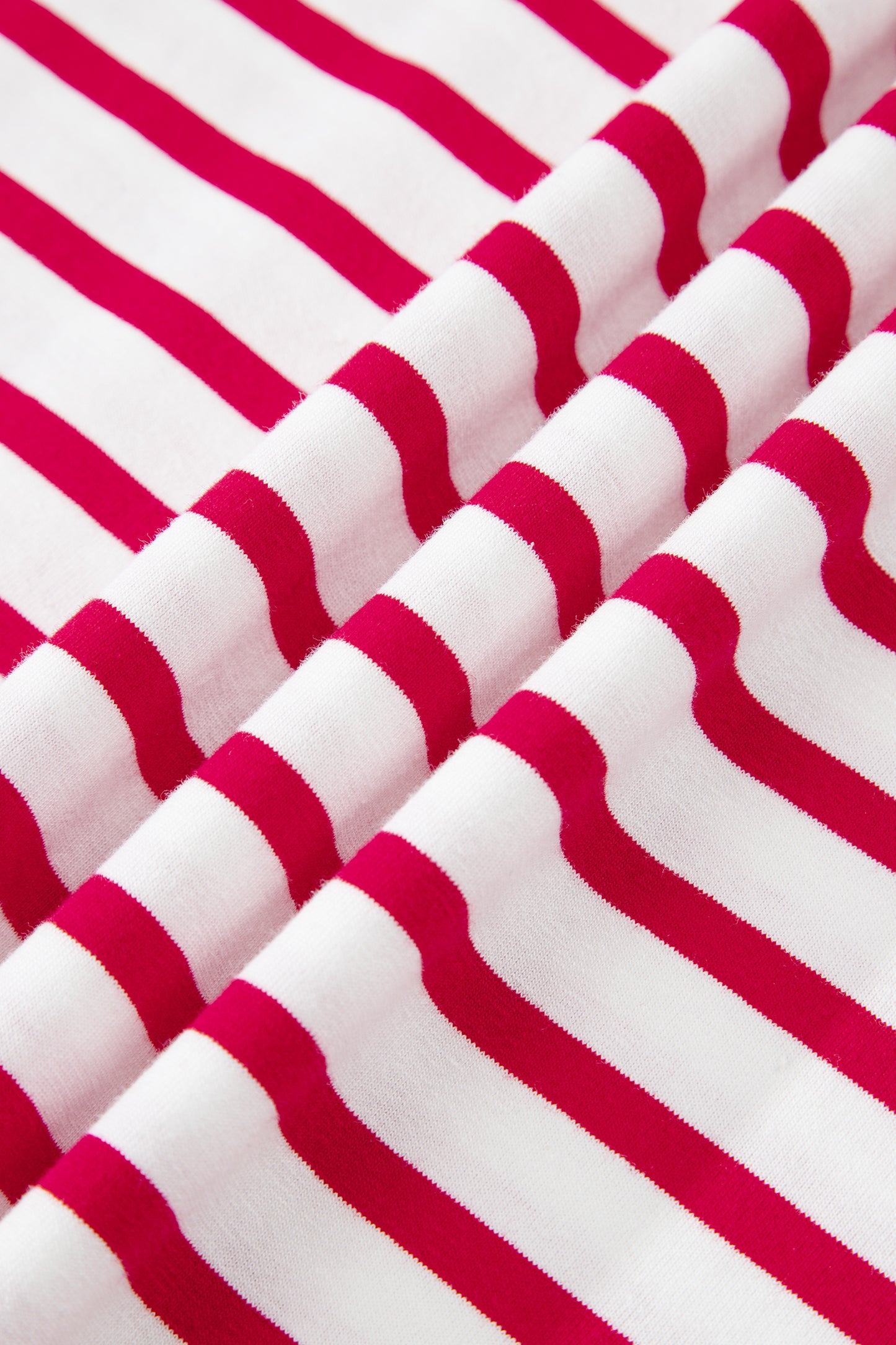 Stripe Scallop Trim Round Neck T-Shirt