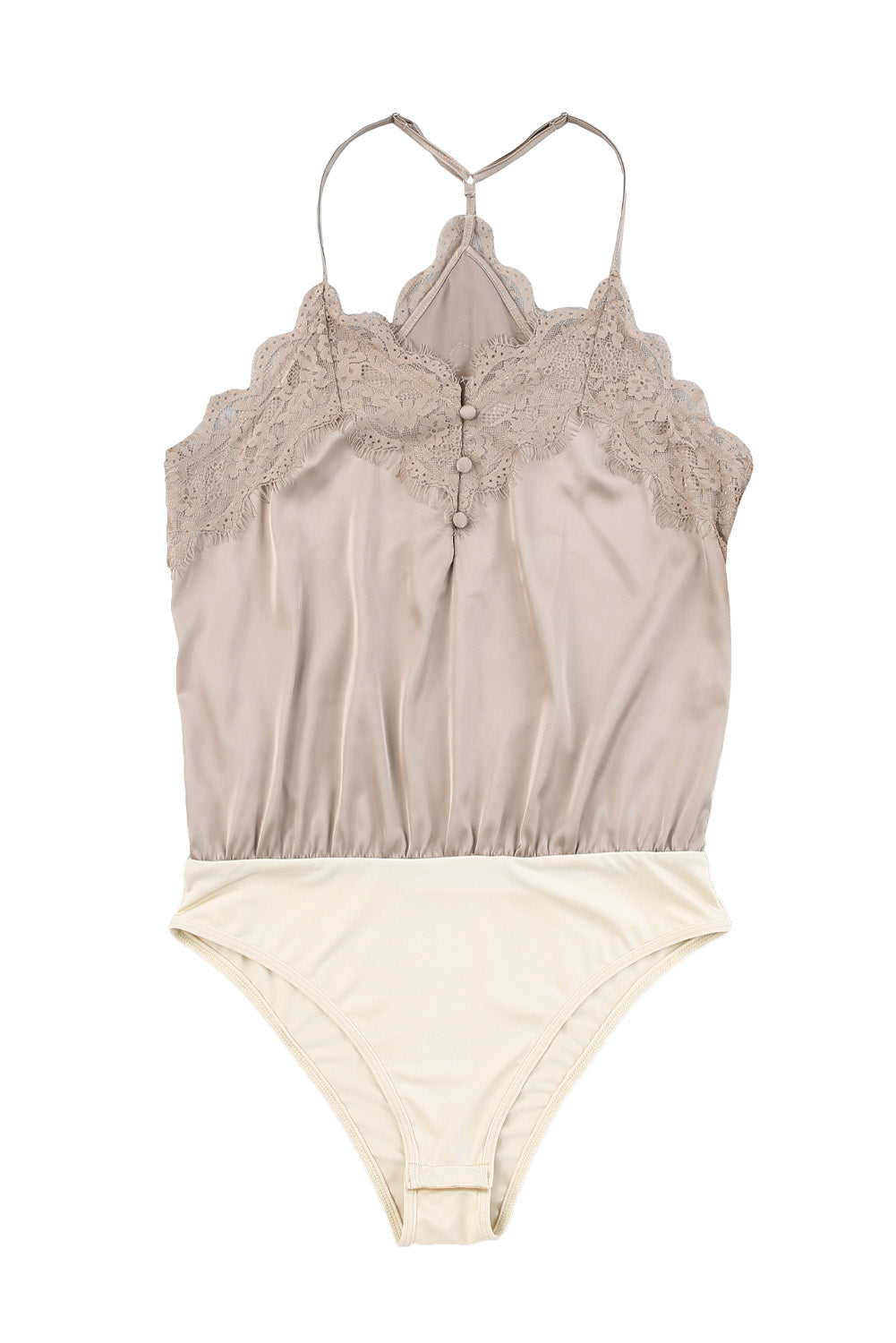 Satin Lace Trim Sleeveless Bodysuit