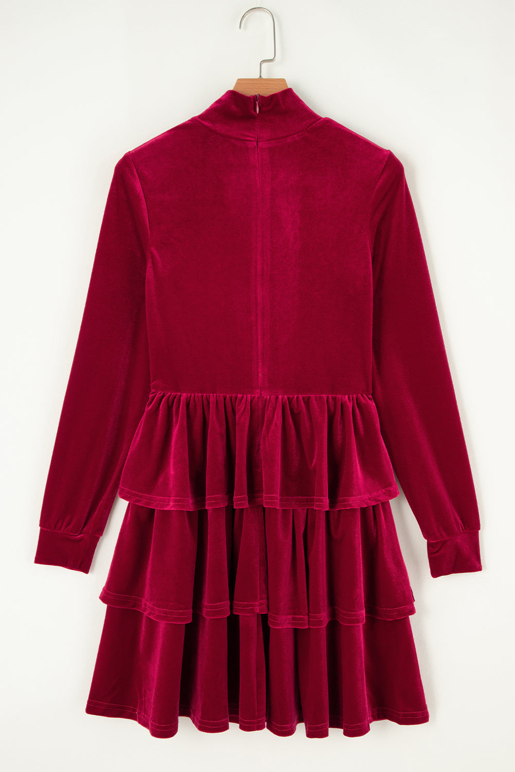 Velvet Tiered Ruffle Mini Dress