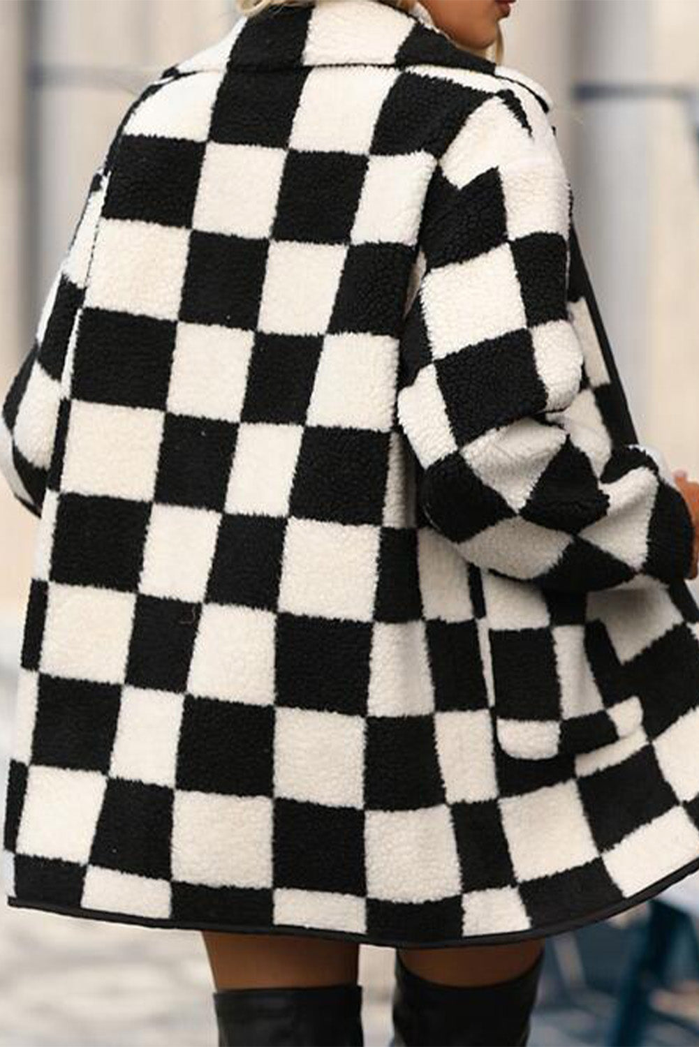 Checker Fleece Buttoned Jacket