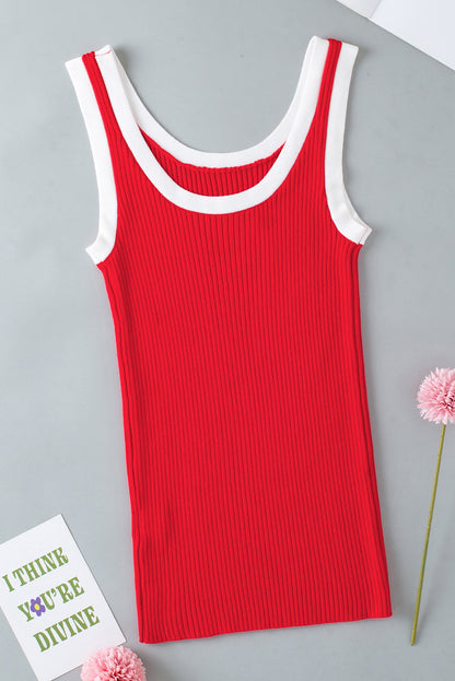 Colorblock Ribbed Scoop Neck Tank Top