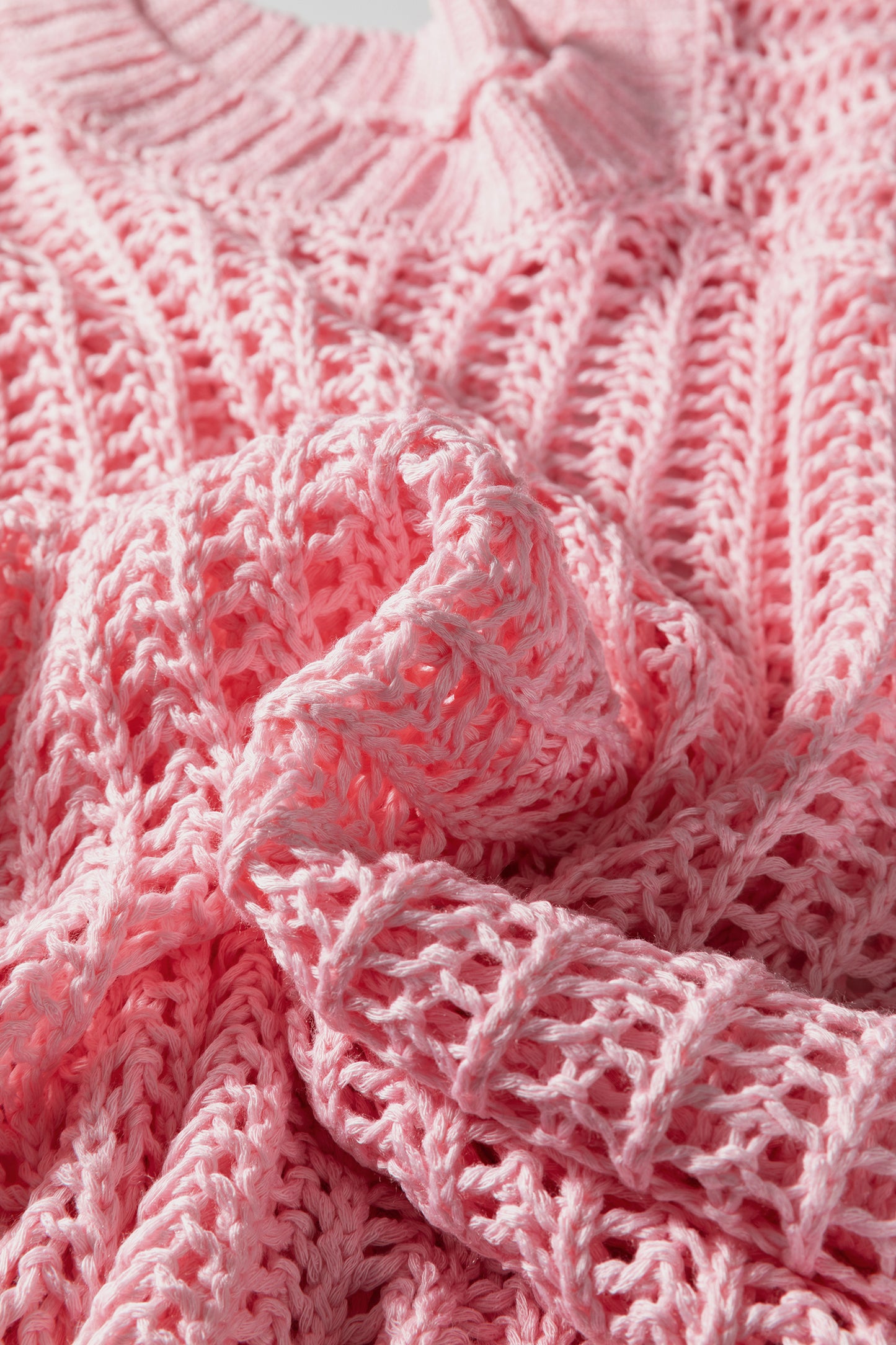 Plus Size Crochet Bow Tie Short Sleeve Sweater