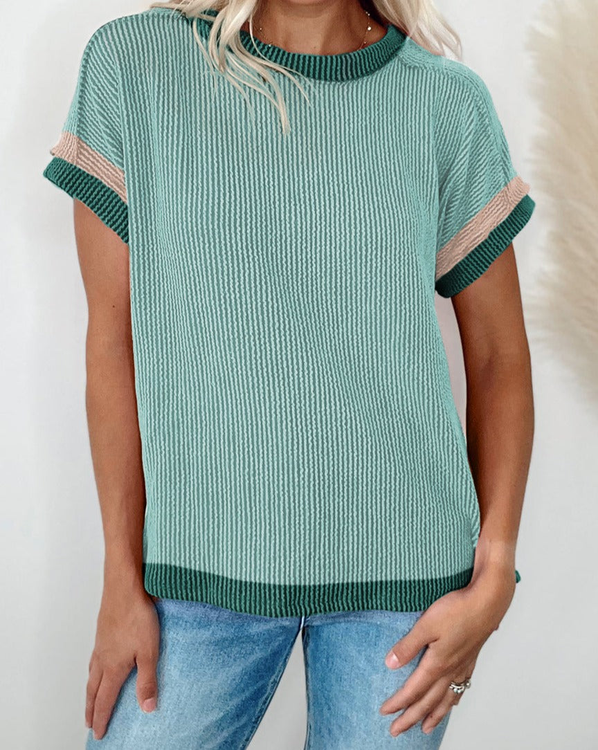 Contrast Trim Round Neck T-Shirt