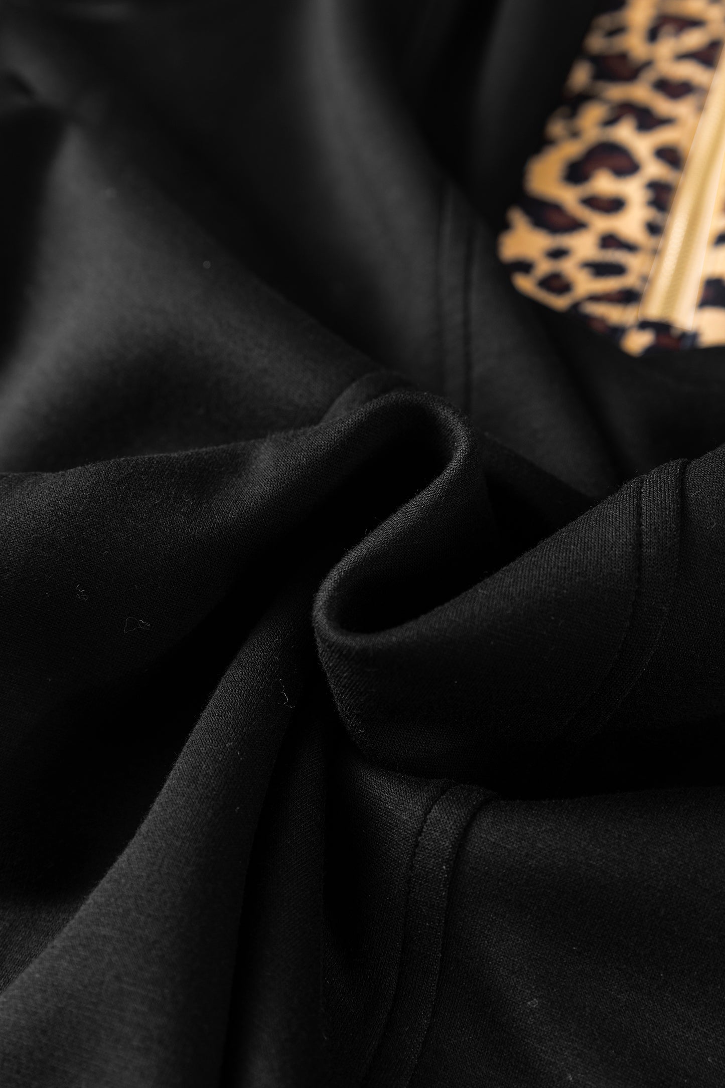 Leopard Patchwork Zip Collared Puff Sleeve Mini Dress