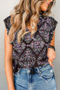 Floral Ruffle Short Sleeve Blouse