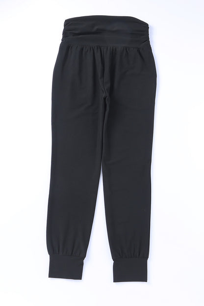 High Waist Pleated Pocketed Leggings