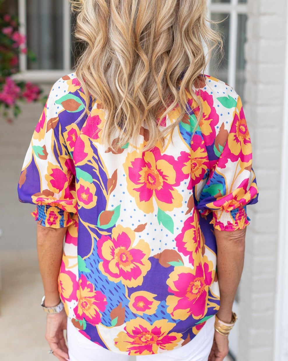 Floral Puff Sleeve Blouse Plus Size