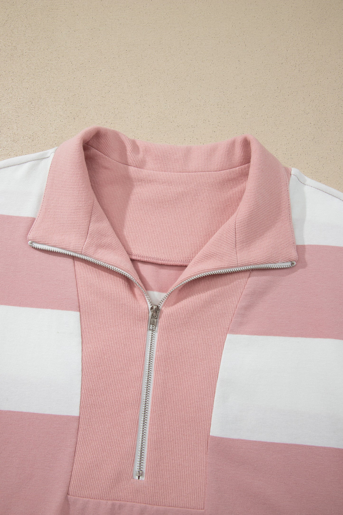 Stripe Half Zip 3/4 Sleeve Top & Shorts Set