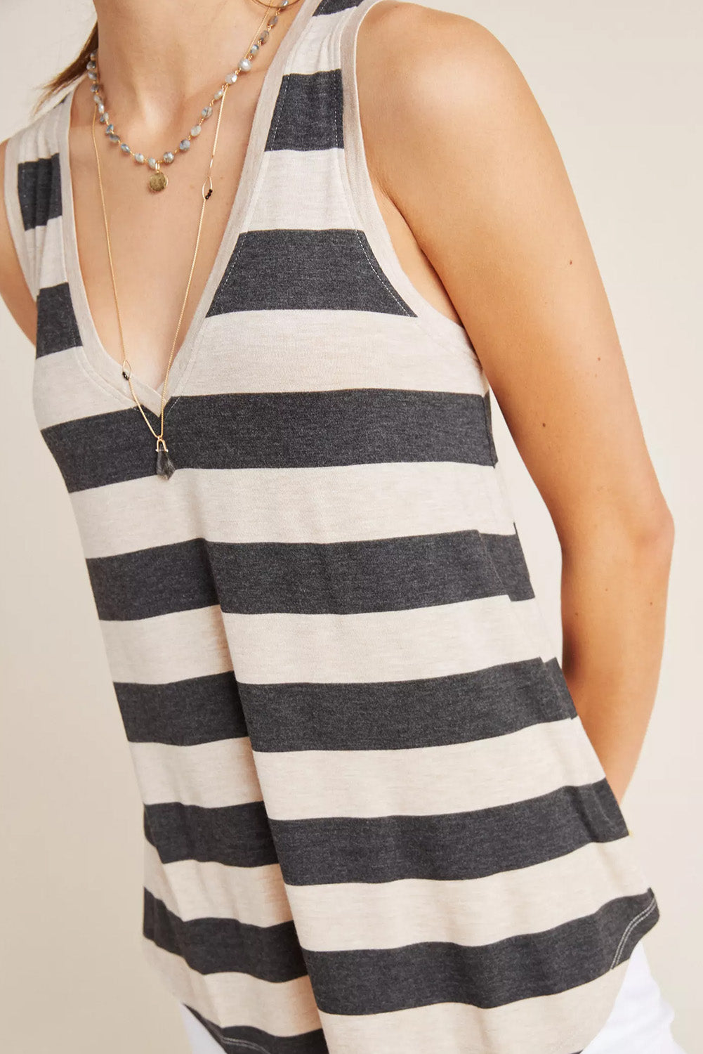 Stripe V-Neck Tank Top