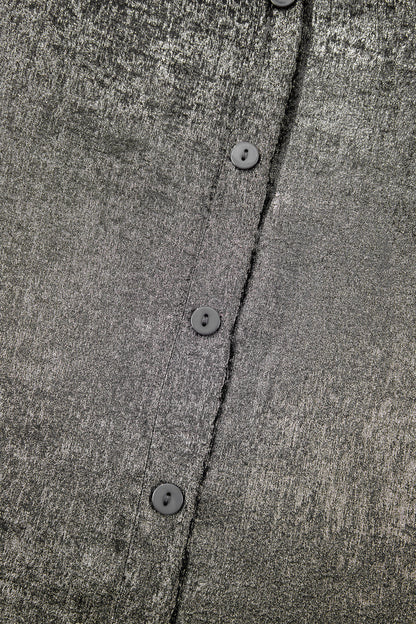 Metallic Ruffle Trim Sleeveless Round Neck Top