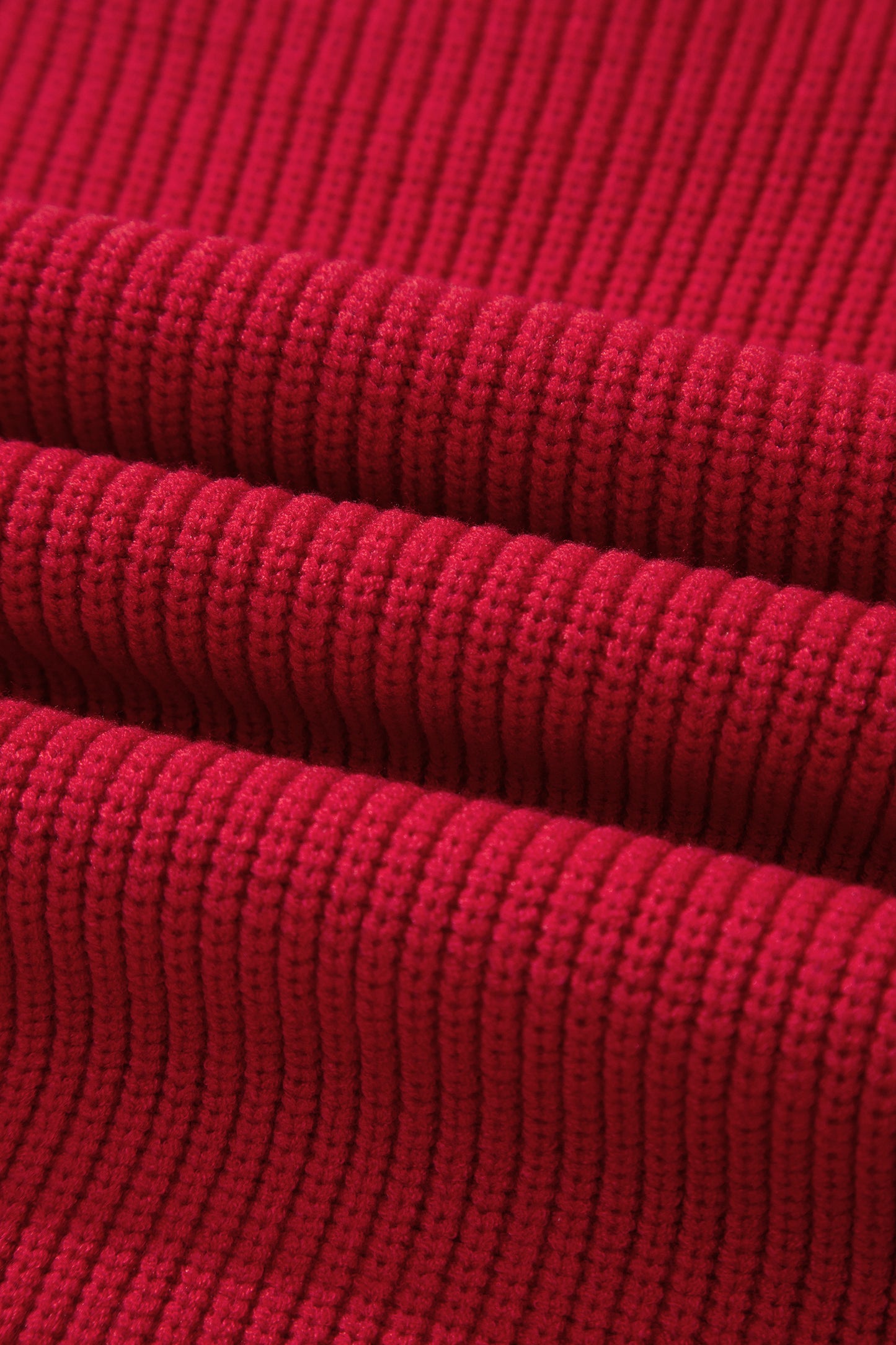 Exposed Hem Drop Shoulder Ribbed Knit Sweater