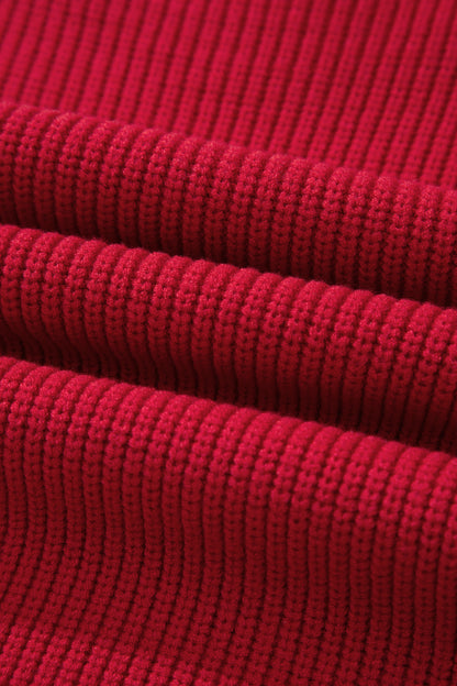 Exposed Hem Drop Shoulder Ribbed Knit Sweater