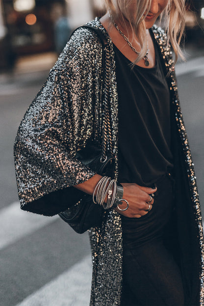 Sequin 3/4 Sleeve Kimono