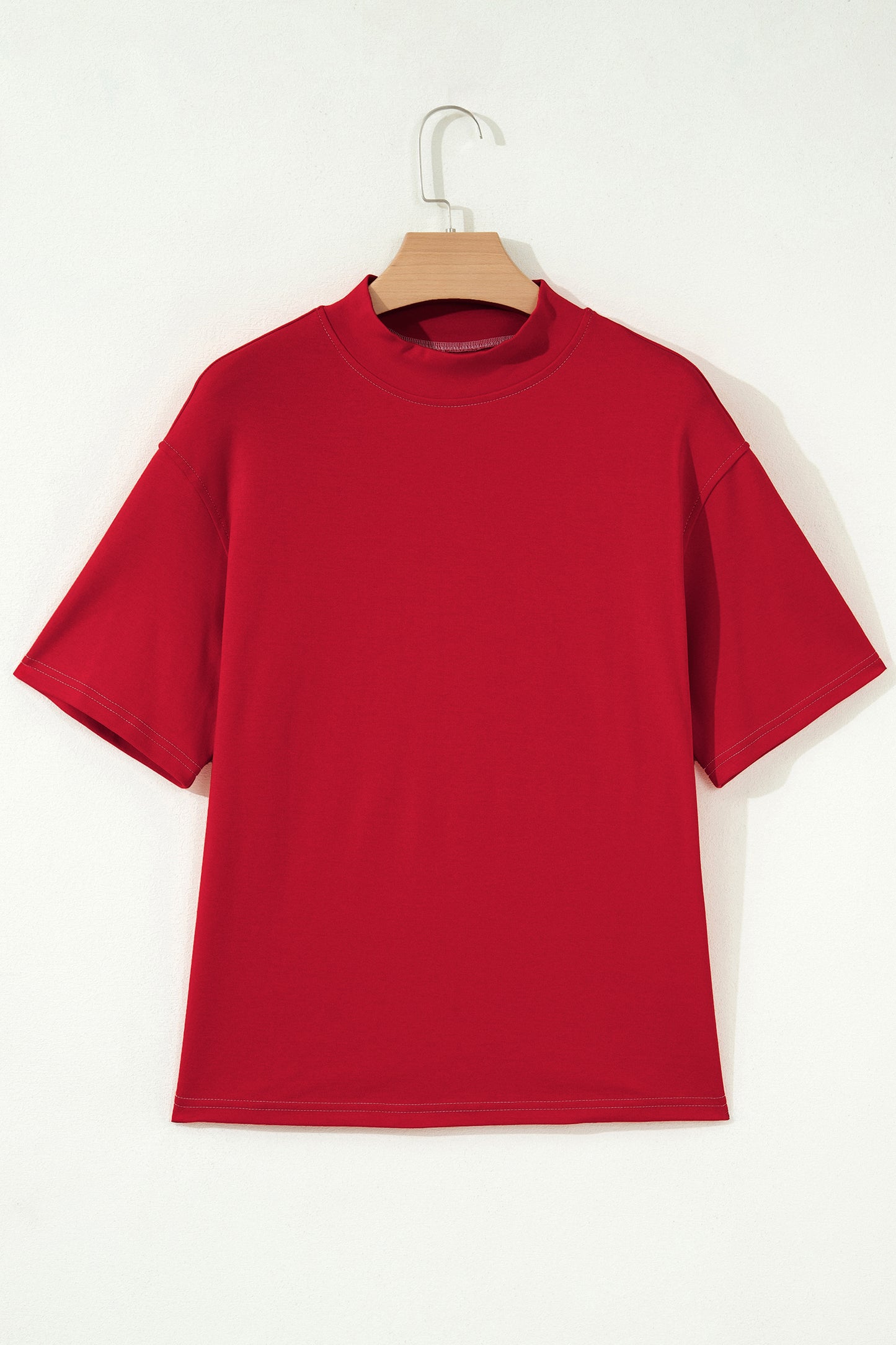Reversible Contrast Stitching Mock Neck T-Shirt