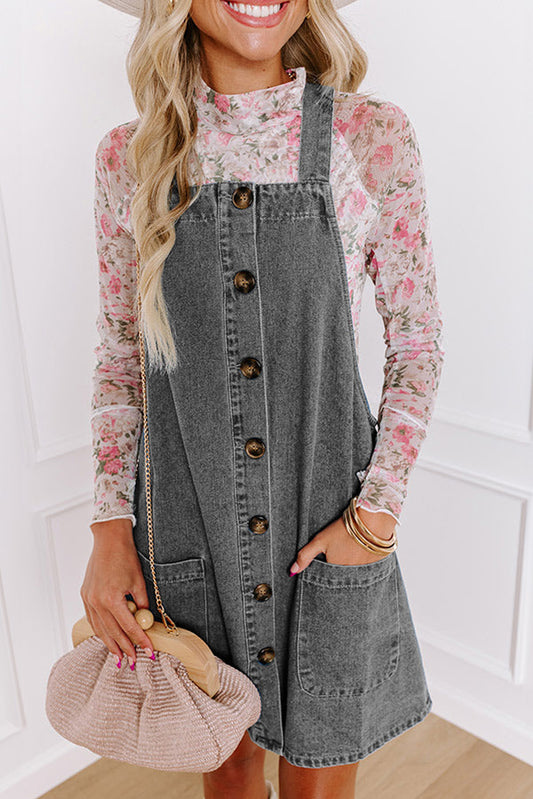 Denim Button Front Mini Dress