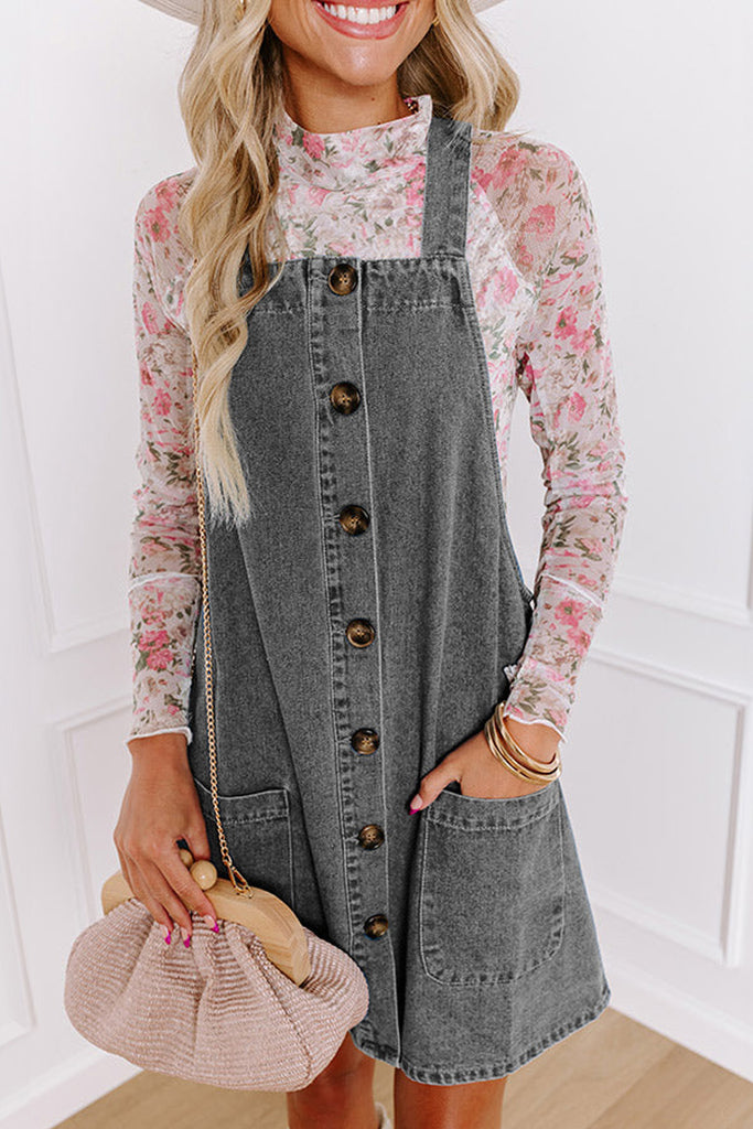 Denim Button Front Mini Dress