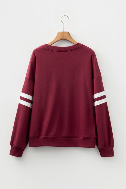Varsity Stripe Drop Shoulder Oversized Sweatshirt