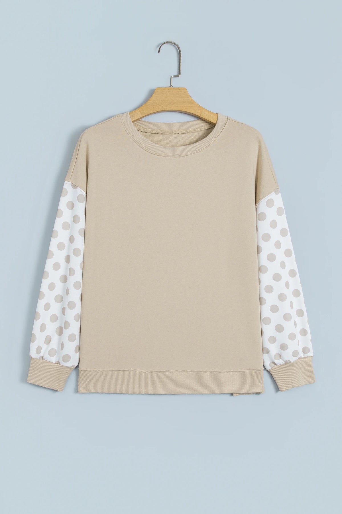 Polka Dot Patchwork Drop Shoulder Sweatshirt