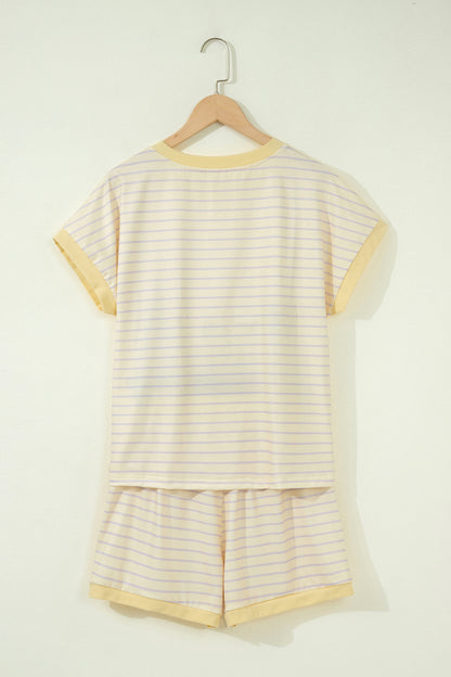 Stripe Relaxed Tee & Drawstring Shorts Set