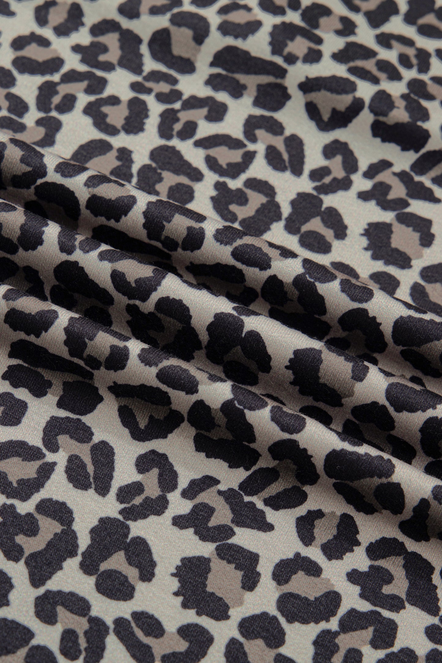 Leopard Half Zip Stripe Trim Short Sleeve Top
