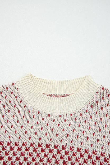 Dotted Colorblock Lantern Sleeve Sweater