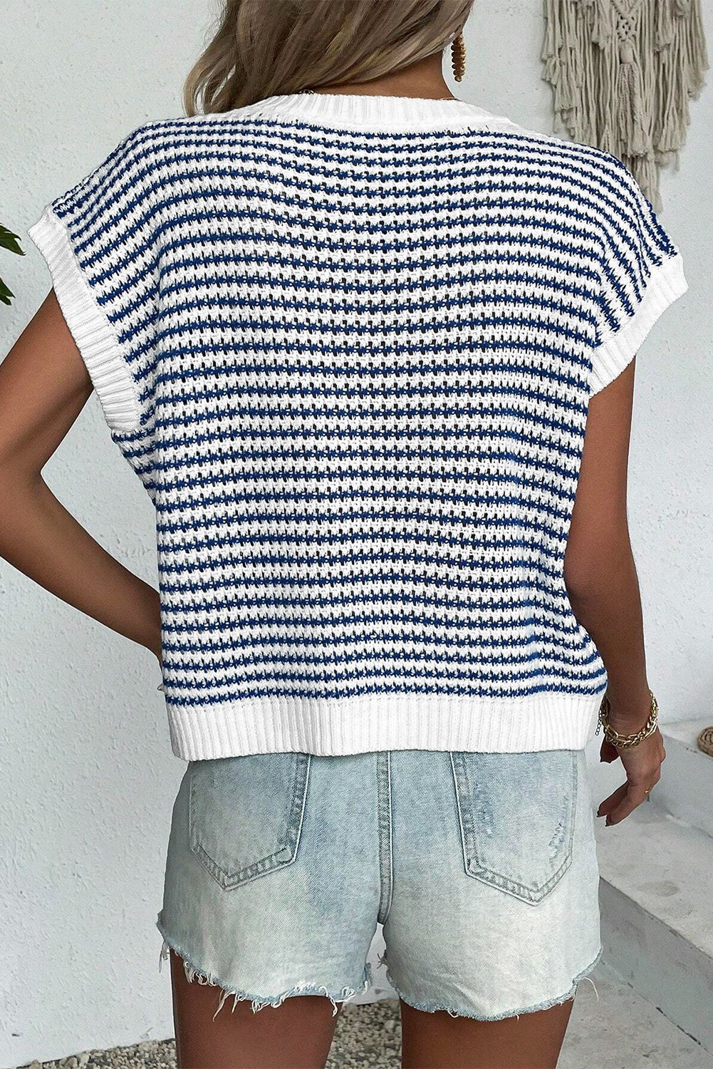 Stripe Ribbed Knit Sweater Top