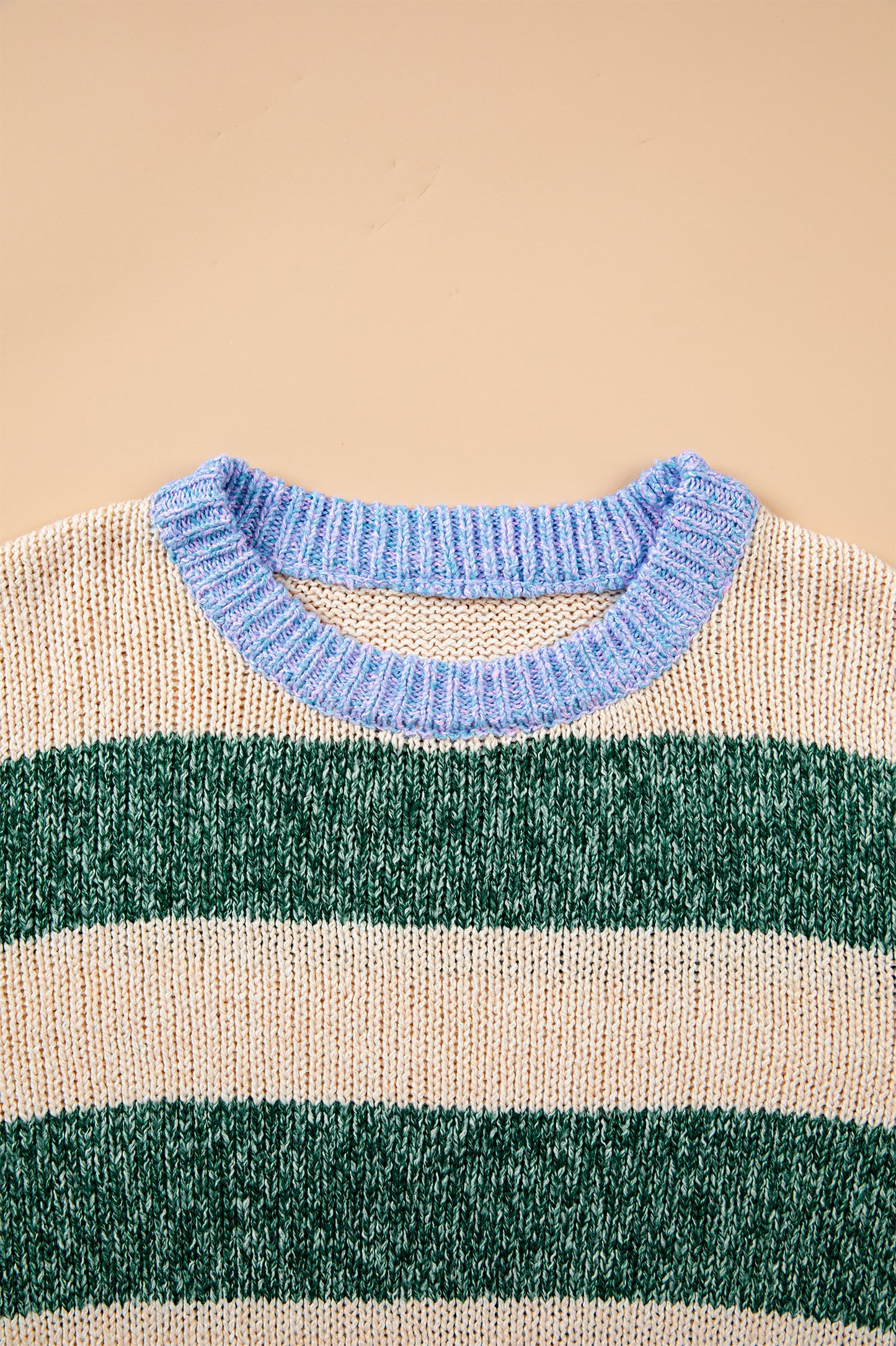 Stripe Colorblock Drop Shoulder Pullover Sweater