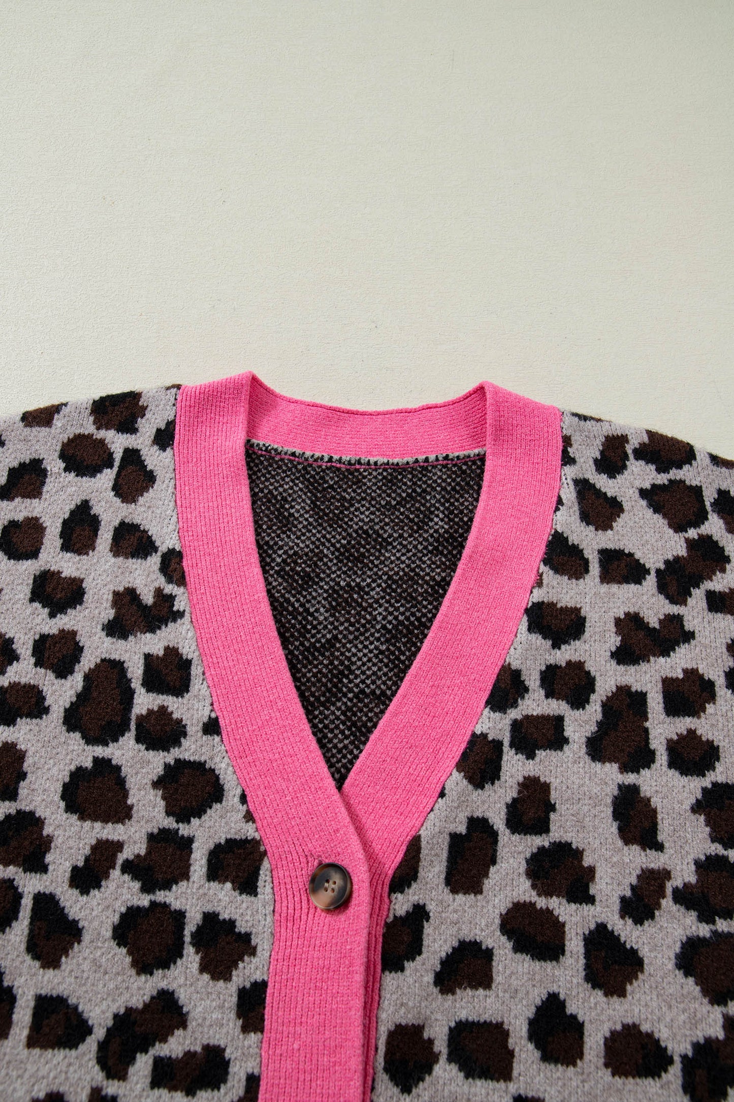 Leopard Colorblock Button Down Oversize Cardigan