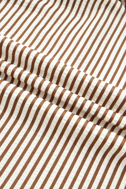 Plus Size Stripe Flutter Sleeve V-Neck Maxi Dress