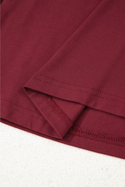 Lace Trim Ruched V-Neck Long Sleeve Top